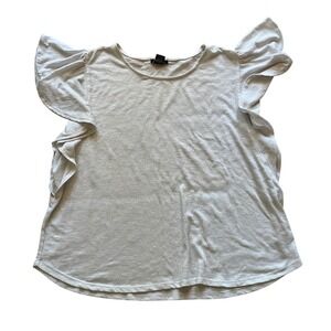 Robert Louis XL Ruffle Sleeve Top Blouse‎ White Polyester Viscose Spandex